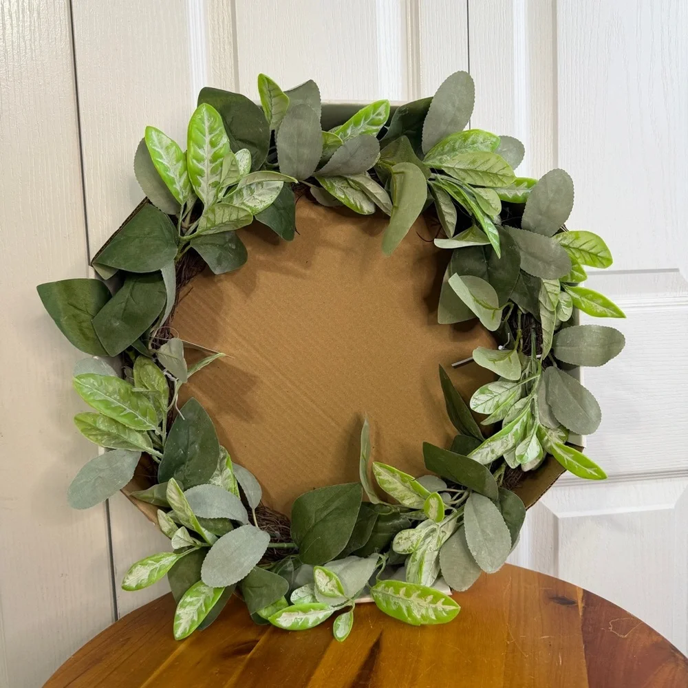 Artificial Wreath eucalyptus lambs ear faux wreath
